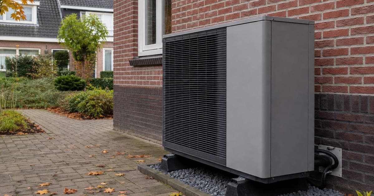 Air-to-water heat pump in autumn